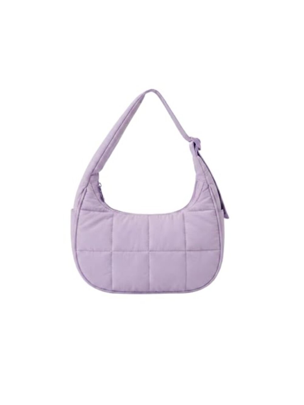Quilted Puffer Crescent Shoulder Bag Waterproof Nylon Hobo Purse with